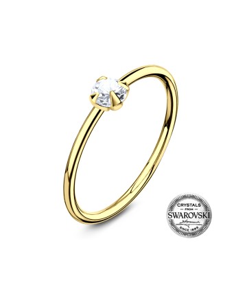 Gold Plated Crystal Clear Silver Nose Ring NSKR-1003-GP